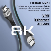 Кабель мультимедійний HDMI to HDMI 5.0m v2.1 grey Promate (primelink8k-500.grey) Diawest