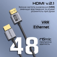 Кабель мультимедійний HDMI to HDMI 1.5m v2.1 grey Promate (primelink8k-150.grey) Diawest