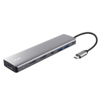 Концентратор Trust USB-C 7-in1 2xUSB-А 3.2/2xUSB-С/2xHDMI/DP aluminiu 0.16m grey (25661_TRUST) Diawest