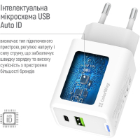 Зарядний пристрій ColorWay C101E GaN Mini 45W PD PPS USB-C + USB-A QC4.0 white (CW-CHS060PD-WT) Diawest
