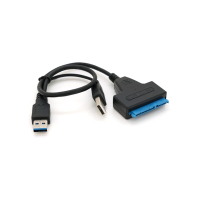 Перехідник USB 3.0 AM + USB 2.0 AM to SATA 0.1m for HDD/SSD black Voltronic (YT-C3.0+2.0-SATA/0.1) Diawest