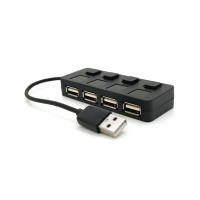 Концентратор Voltronic USB 2.0 to 4xUSB with LED buttons black (YT-H4L-B) Diawest