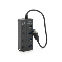 Концентратор Voltronic USB 3.0 to 4xUSB with LED buttons black (YT-3H4A) Diawest