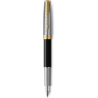 Ручка пір'яна Parker SONNET 17 Metal & Black Lacquer GT  FP18 F (68 111) Diawest
