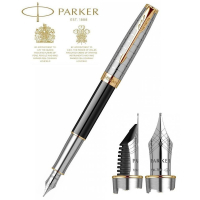 Ручка пір'яна Parker SONNET 17 Metal & Black Lacquer GT  FP18 F (68 111) Diawest