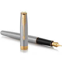 Ручка пір'яна Parker SONNET 17 Stainless Steel GT  FP F + блокнот Parker + подар.упаковка GIFT24 (84 111b24) Diawest