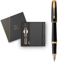 Ручка пір'яна Parker URBAN 17 Muted Black GT FP F + блокнот Parker + подар.упаковка GIFT24 (30 011b24) Diawest