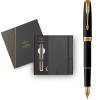Ручка пір'яна Parker SONNET 17 Matte Black Lacquer GT FP F + блокнот Parker + подар.упаковка GIFT24 (84 811b24) Diawest