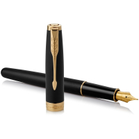 Ручка пір'яна Parker SONNET 17 Matte Black Lacquer GT  FP F + блокнот Parker + подар.упаковка GIFT24 (84 811b24) Diawest