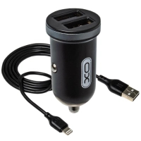 Зарядний пристрій XO 2xUSB 2.1A + cable USB to Lightning black (TZ08-L-BK) Diawest