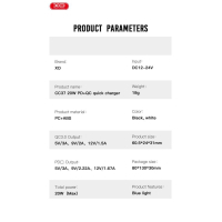 Зарядний пристрій XO 1xUSB QC3.0 + 1xUSB-C PD20W white (CC37-WH) Diawest