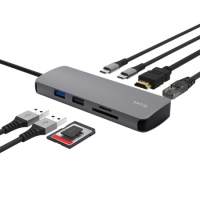 Концентратор Trust USB-C 8-in1 1xUSB-А 3.2/USB-A 2.0/2xUSB-С/HDMI/Ehernet/SD/microSD aluminium 0.15m grey (25672_TRUST) Diawest