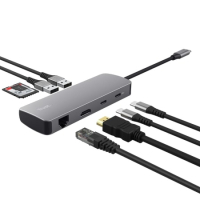 Концентратор Trust USB-C 8-in1 1xUSB-А 3.2/USB-A 2.0/2xUSB-С/HDMI/Ehernet/SD/microSD aluminium 0.15m grey (25672_TRUST) Diawest