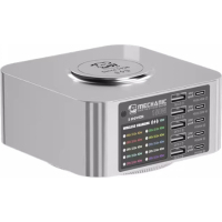 Зарядний пристрій MECHANIC 5xUSB-C PD + 5xUSB QC3.0 + Wireless Charging 15W LED indication 150W black (X-Power-150W) Diawest