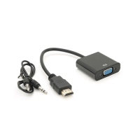 Перехідник HDMI M to VGA F + Audio 0.1m 4K/2K black Voltronic (YT-C-HDMI(M)/VGA(F)+AUX-B) Diawest