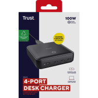 Зарядний пристрій Trust 3xUSB-C + USB-A 100W PD black (25242_TRUST) Diawest