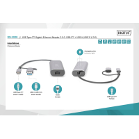 Перехідник USB-C + USB 3.0 to RJ45 2500Mbps Ethernet Digitus (DN-3028) Diawest