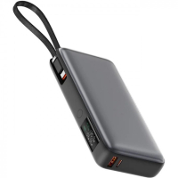 Батарея універсальна Acefast 20000mAh 130W PD, QC/3.0 USB-A+USB-C In/Out,build-in cable M22 Gray (6974316283904) Diawest
