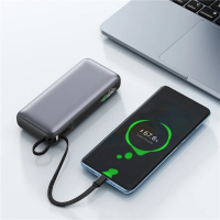 Батарея універсальна Acefast 20000mAh 130W PD, QC/3.0 USB-A+USB-C In/Out,build-in cable M22 Gray (6974316283904) Diawest