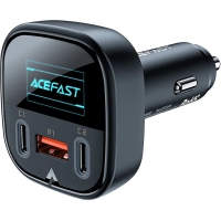 Зарядний пристрій Acefast B5 Car Charger 2xUSB-C + 1xUSB-A 101W OLED smart display Metal Black (6974316281436) Diawest
