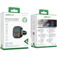 Зарядний пристрій Acefast B5 Car Charger 2xUSB-C + 1xUSB-A 101W OLED smart display Metal Black (6974316281436) Diawest