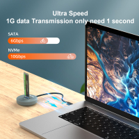 Док-станція для накопичувачів Maiwo M.2 NVMe/SATA SSD to USB3.2 Gen2 USB-C 10Gbps (K1698P2) Diawest