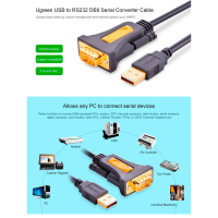 Кабель для передачі даних USB to COM M 3.0m DB9 RS-232 CR104 black Ugreen (20223) Diawest