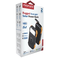 Батарея універсальна Promate 10000mAh PD/20W, QC/3/0, Solar, QI, IP65 (solartank-10pdqi.black) Diawest