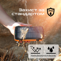Батарея універсальна Promate 20000mAh PD/20W, QC/3/0, Solar, QI, IP65 (solartank-20pdqi.black) Diawest