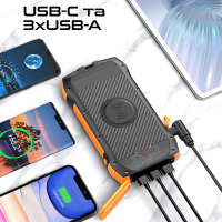 Батарея універсальна Promate 20000mAh PD/20W, QC/3/0, Solar, QI, IP65 (solartank-20pdqi.black) Diawest