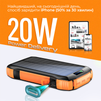 Батарея універсальна Promate 20000mAh PD/20W, QC/3/0, Solar, QI, IP65 (solartank-20pdqi.black) Diawest
