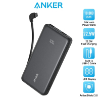 Батарея універсальна Anker 10000mAh, 22.5W, Built-In USB-C Cable, black (A110DH11) Diawest