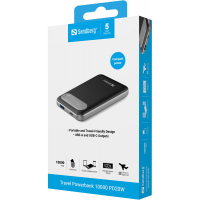 Батарея універсальна Sandberg 10000mAh Travel PD/20W, QC/3.0/22.5W, USB-A, USB-C, LCD Display (421-16) Diawest