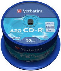 Диск CD Verbatim 700Mb 52x Cake box 50 Crystal (43343) Diawest