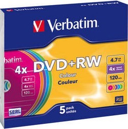 Диск DVD Verbatim 4.7Gb 4x SlimCase 5шт Color (43297) Diawest