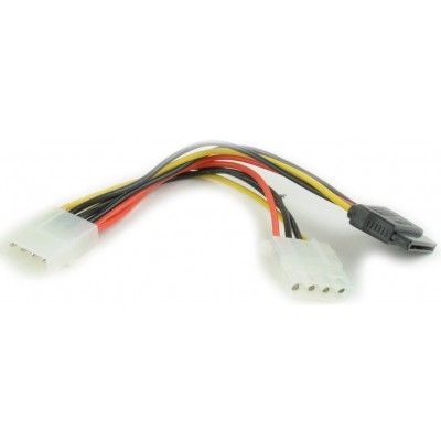 Кабель питания SATA;  разъем1: Molex розетка;  разъем2: Molex вилка + SATA;  длина: 0,135 м Diawest