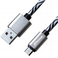 Дата кабель USB 2.0 AM to Micro 5P 1.0m Cu, 1.5A, White/Black Grand-X (FM05WB) Diawest