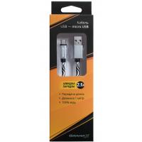 Дата кабель USB 2.0 AM to Micro 5P 1.0m Cu, 1.5A, White/Black Grand-X (FM05WB) Diawest