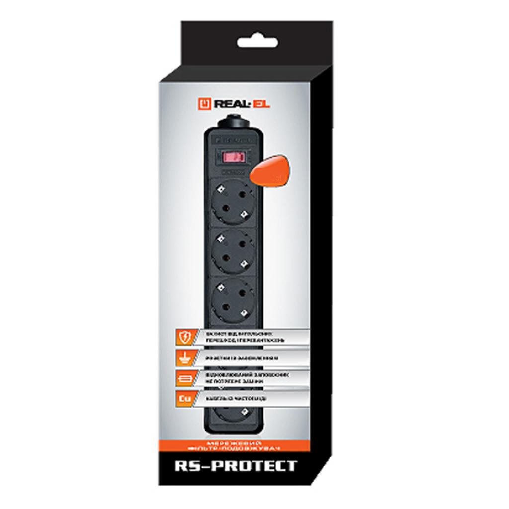 Сетевые фильтры, удлинители REAL-EL RS-PROTECT 3m, black (EL122300011) Diawest