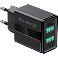 Зарядний пристрій Grand-X CH-15UMB (5V/2,1A + DC cable 2,4А USB -> Micro USB 1m) Black (CH-15UMB) Diawest
