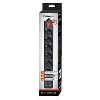 Сетевые фильтры, удлинители REAL-EL REAL-EL RS-6 PROTECT USB, 1.8m, balck (EL122300016) Diawest
