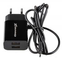 Зарядное устройство Grand-X 5V 2,1A 2USB + micro USB Black (CH-35B) Diawest