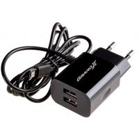Зарядное устройство Grand-X 5V 2,1A 2USB + micro USB Black (CH-35B) Diawest