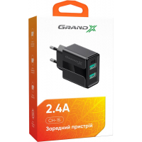 Зарядний пристрій Grand-X 5V 2,4A USB Black (CH-15B) Diawest