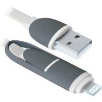 Кабель/перехідник Defender USB10-03BP USB - Micro USB/Lightning, white, 1m (87493) Diawest