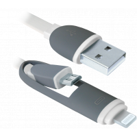 Кабель/перехідник Defender USB10-03BP USB - Micro USB/Lightning, white, 1m (87493) Diawest