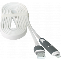 Кабель/перехідник Defender USB10-03BP USB - Micro USB/Lightning, white, 1m (87493) Diawest