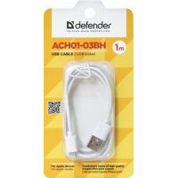 Дата кабель Defender ACH01-03BH USB - Lightning, white, 1m (87479) Diawest