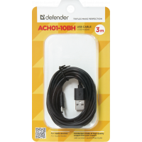 Кабель/перехідник Defender ACH01-10BH USB - Lightning, black, 3m (87467) Diawest