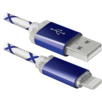 Кабель/перехідник Defender ACH03-03LT USB - Lightning, BlueLED backlight, 1m (87551) Diawest